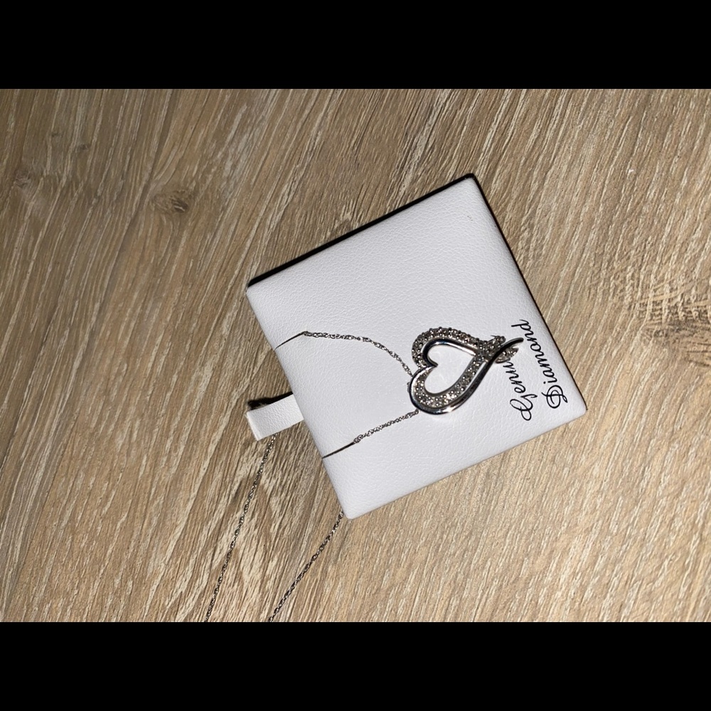 Diamond Accent Pendant 14k Gold plating over SS Necklace